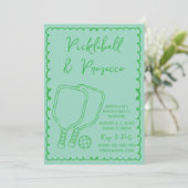 Pickleball & Prosecco Bachelorette Party Hand-Draw Kaart (Staand voorkant)