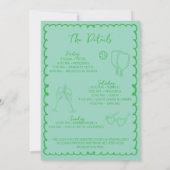 Pickleball & Prosecco Bachelorette Party Hand-Draw Kaart (Achterkant)