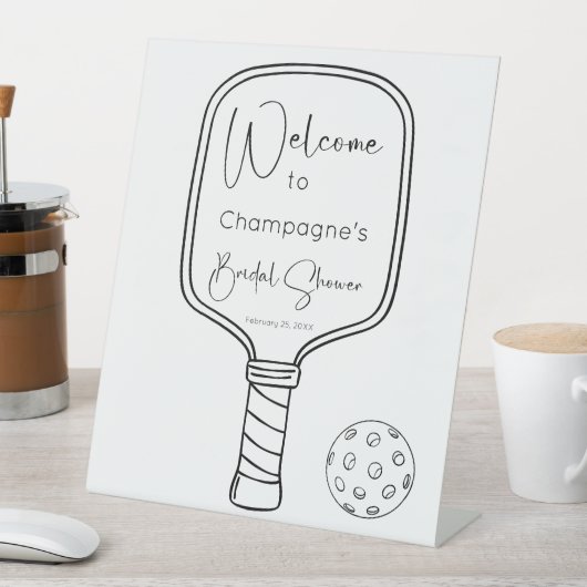 Pickleball & Prosecco Bruidsfeest Welkom Reclamebord Met Voetstuk (Insitu)