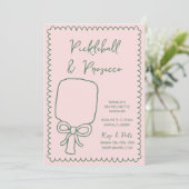 Pickleball & Prosecco Hand getrokken Bachelorette Kaart (Staand voorkant)