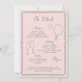 Pickleball & Prosecco Hand getrokken Bachelorette Kaart (Achterkant)