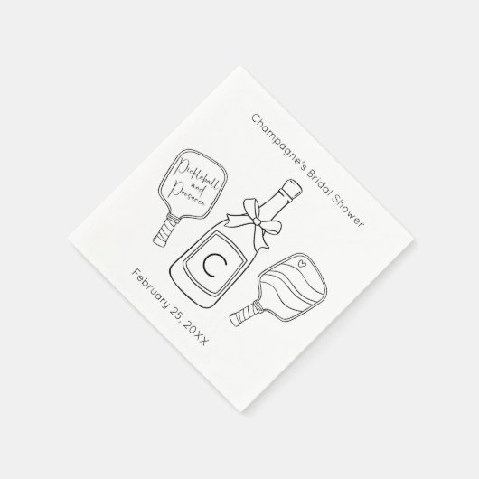 Pickleball & Prosecco Modern Vrijgezellenfeest Servet (Hoek)