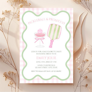 Pickleball & Prosecco Preppy Modern Bachelorette Kaart