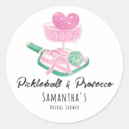 Pickleball & Prosecco Retro Koppel Bruidsfeestje Ronde Sticker