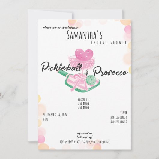 Pickleball & Prosecco Retro Koppels Vrijgezellenfe Kaart (Voorkant)