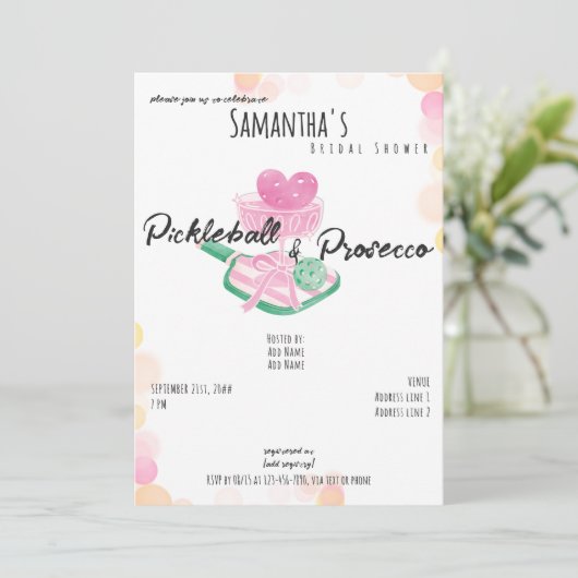 Pickleball & Prosecco Retro Koppels Vrijgezellenfe Kaart (Staand voorkant)