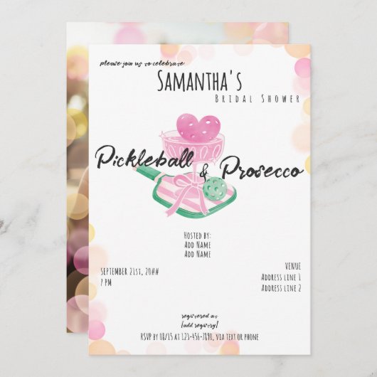 Pickleball & Prosecco Retro Koppels Vrijgezellenfe Kaart (Voorkant / Achterkant)