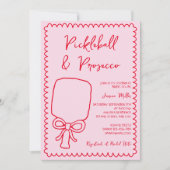 Pickleball & Prosecco Speels Roze Vrijgezellenfees Kaart (Voorkant)