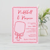 Pickleball & Prosecco Speels Roze Vrijgezellenfees Kaart (Staand voorkant)