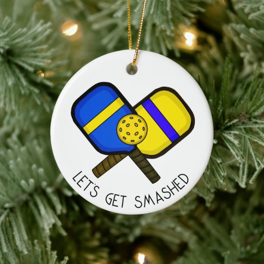Pickleball Pun Kerstmis Keramisch Ornament (Boom)