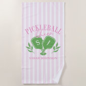 Pickleball Queen Aangepaste naam Monogram Strandlaken (Voorkant)