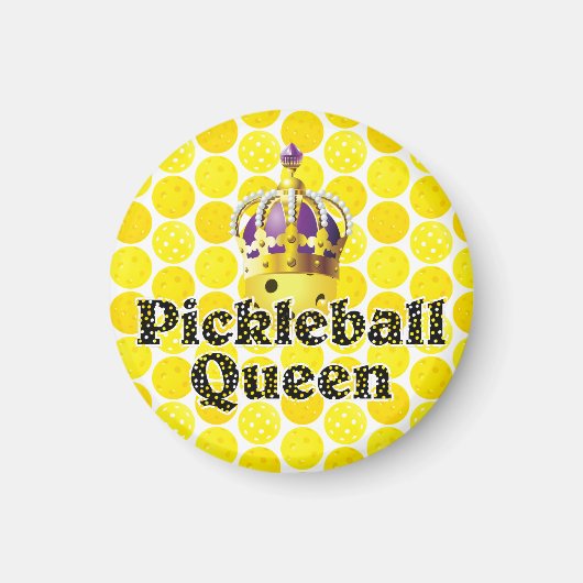 Pickleball Queen - Gele Pickleball Wearing Crown Magneet (Voorkant)