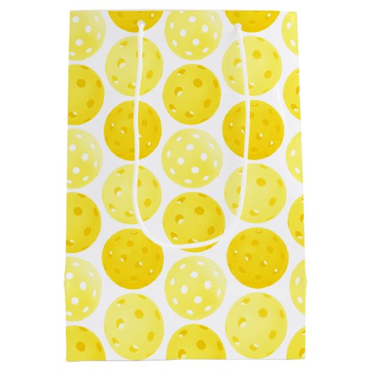 Pickleball Queen - Gele Pickleball Wearing Crown Medium Cadeauzakje (Achterkant)