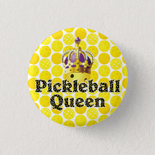 Pickleball Queen - Gele Pickleball Wearing Crown Ronde Button 3,2 Cm