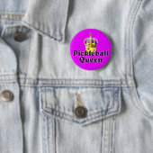 Pickleball Queen - Gele Pickleball Wearing Crown Ronde Button 5,7 Cm (In situ)