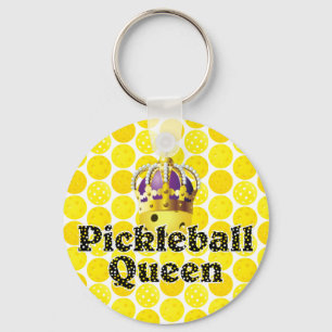 Pickleball Queen - Gele Pickleball Wearing Crown Sleutelhanger