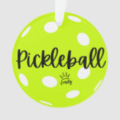 pickleball queen, gepersonaliseerde pickleball ges ornament (voorkant)