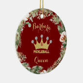 Pickleball Queen Glam Glitz Monogram Naam Keramisch Ornament (Rechts)