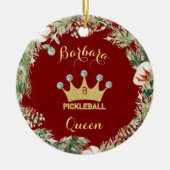 Pickleball Queen Glam Glitz Monogram Naam Keramisch Ornament (Voorkant)