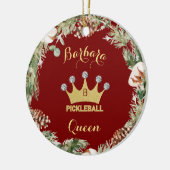 Pickleball Queen Glam Glitz Monogram Naam Keramisch Ornament (Links)
