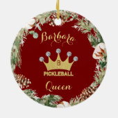 Pickleball Queen Glam Glitz Monogram Naam Keramisch Ornament (Achterkant)