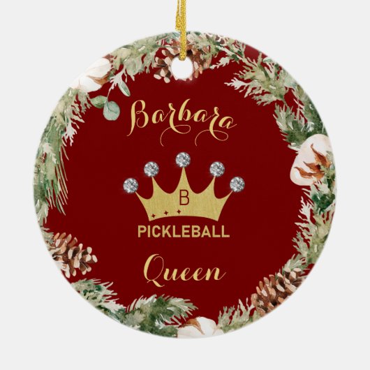 Pickleball Queen Glam Glitz Monogram Naam Keramisch Ornament (Achterkant)