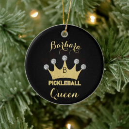 Pickleball Queen Glam Glitz Monogram Name Gold Keramisch Ornament