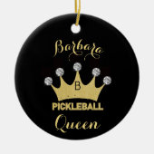 Pickleball Queen Glam Glitz Monogram Name Gold Keramisch Ornament (Voorkant)