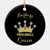 Pickleball Queen Glam Glitz Monogram Name Gold Keramisch Ornament (Achterkant)