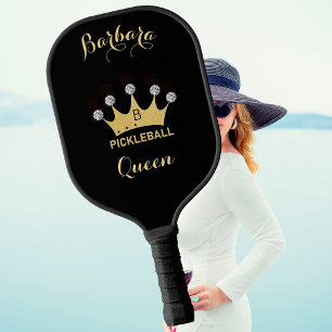 Pickleball Queen Glam Glitz Monogram Name Gold Pickleball Paddle