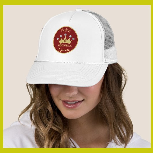 Pickleball Queen Glam Glitz Monogram Name Gold Trucker Pet