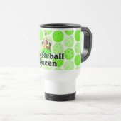 Pickleball Queen - Green Pickleball Wearing Crown Reisbeker (Voorkant rechts)