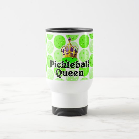 Pickleball Queen - Green Pickleball Wearing Crown Reisbeker (Center)