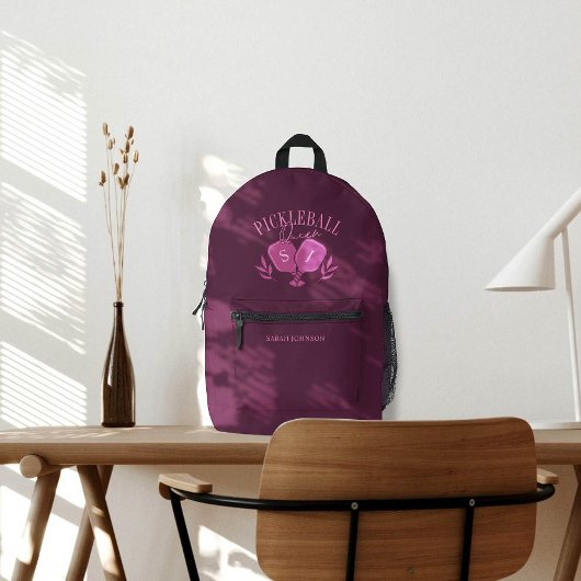 Pickleball Queen Logo Monogram Aangepaste naam Bedrukte Rugzak