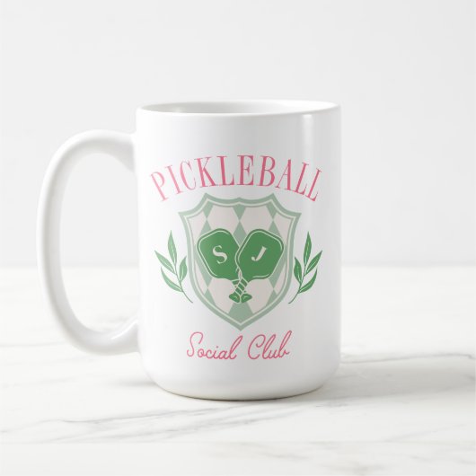 Pickleball Queen Logo Monogram Aangepaste naam Koffiemok (Links)