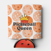 Pickleball Queen Oranje Ball in Crown Personalized Blikjeskoeler (Achterkant)