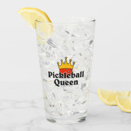 Pickleball Queen Oranje Ball in Crown Personalized Glas