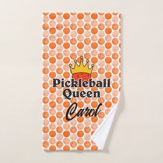 Pickleball Queen Oranje Ball in Crown Personalized Handdoek (Handdoek)