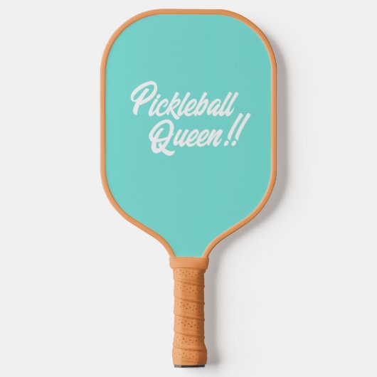 "Pickleball Queen" peddel in blauwgroen - Personal Pickleball Paddle (Voorkant)