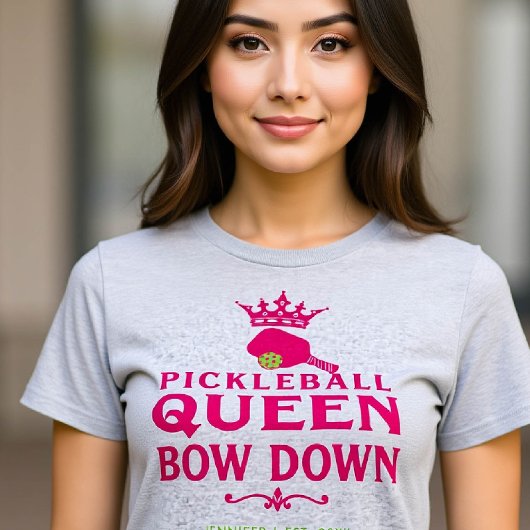 Pickleball Queen Pink gepersonaliseerd cadeau voor T-shirt