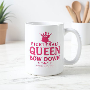 Pickleball Queen Pink gepersonaliseerde gift Grapp Koffiemok