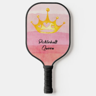 Pickleball Queen Pink Waterverf Monogrammed Pickl Paddle