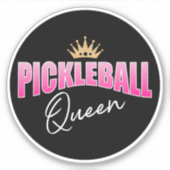 Pickleball Queen Pink White en Gold Crown Sticker (Voorkant)
