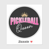 Pickleball Queen Pink White en Gold Crown Sticker (Vel)