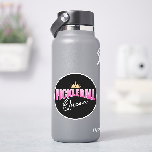 Pickleball Queen Pink White en Gold Crown Sticker (HydroFlask)