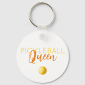 PICKLEBALL QUEEN Sport Fun Geel Sinaasappel Wit Sleutelhanger (Achterkant)