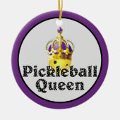 Pickleball Queen, Yellow Ball Paars, Gold Crown Keramisch Ornament (Voorkant)