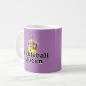 Pickleball Queen, Yellow Ball Paars, Gold Crown Koffiemok (Voorkant links)