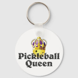 Pickleball Queen, Yellow Ball Paars, Gold Crown Sleutelhanger