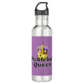 Pickleball Queen, Yellow Ball Paars, Gold Crown Waterfles (Voorkant)